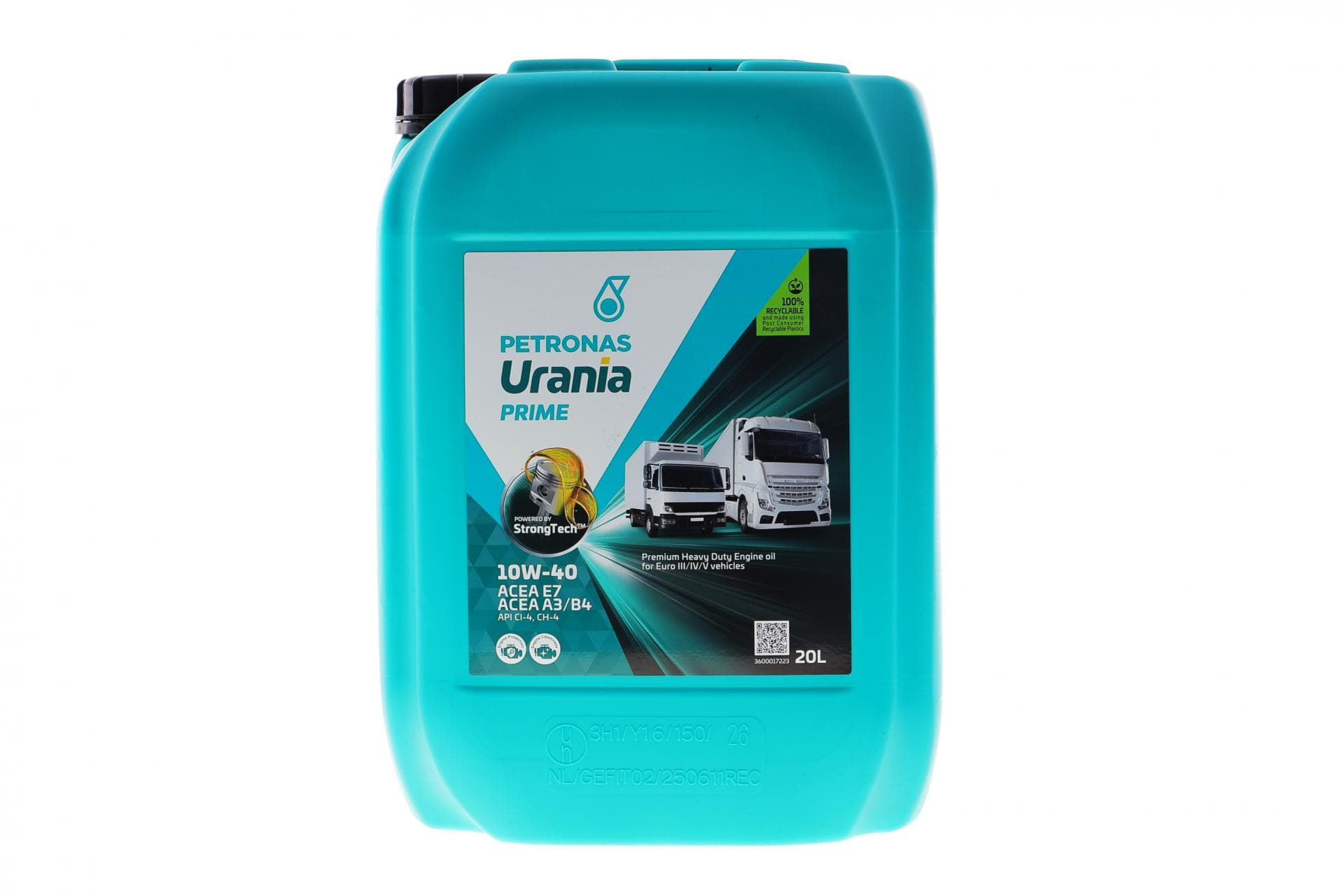 Олива 10W40 URANIA PRIME (20L) (ACEA E7/A3/B4/API CI-4/CH-4/SN Plus/SN/SL/SJ) (MB 228.3/MAN M3275/Renault RLD-2)