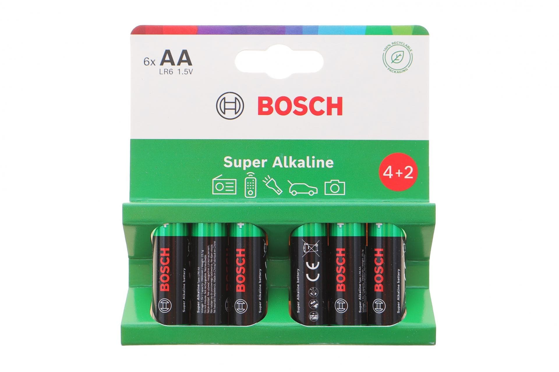Батарейки Bosch Super Alkaline AA (LR6) 1.5V / LR6SA6B/00 (к-кт 6 шт)