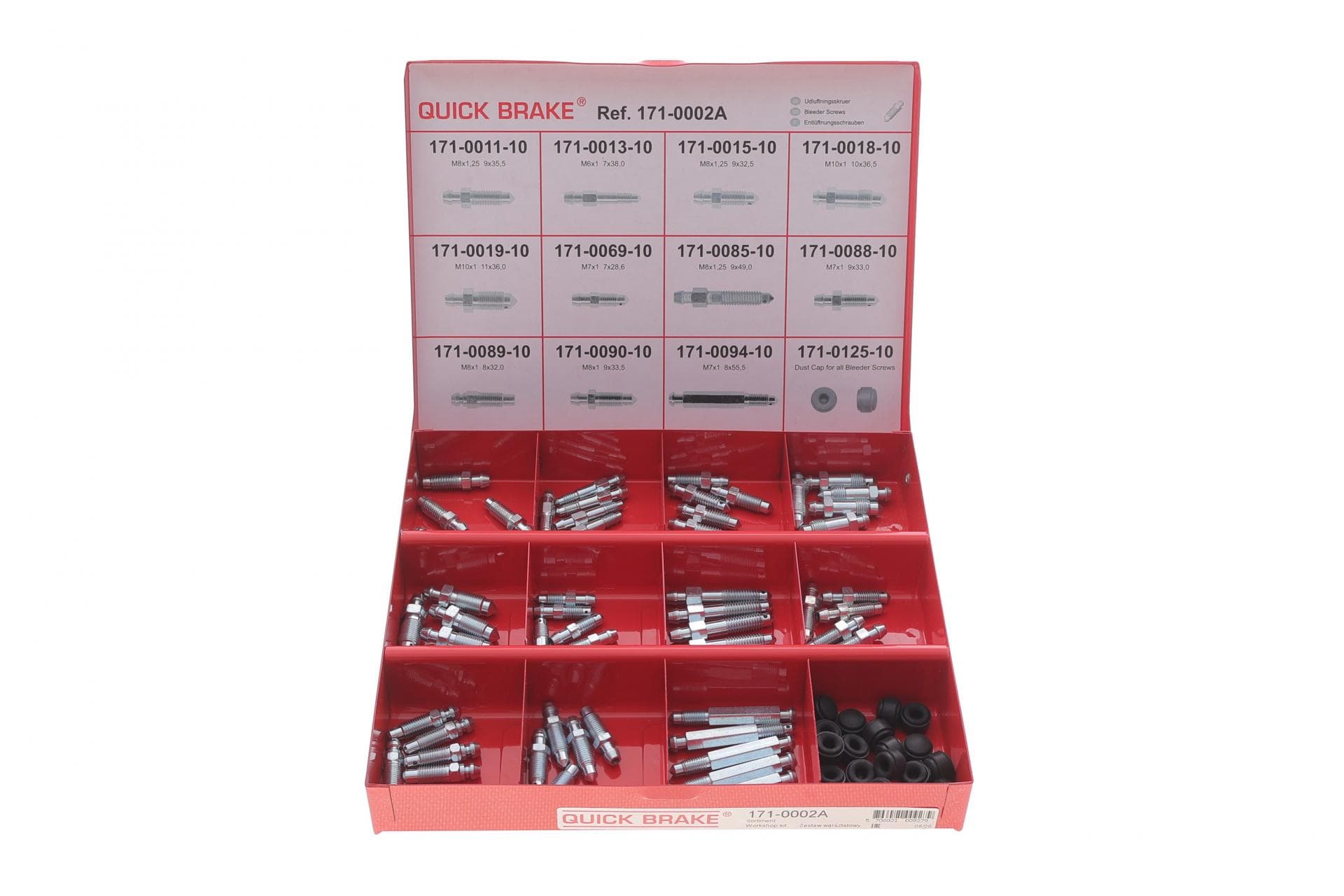 Комплект штуцерів прокачки гальм M6x1-M10x1/7x28.6-9x49 +заглушки (к-кт 75 шт)