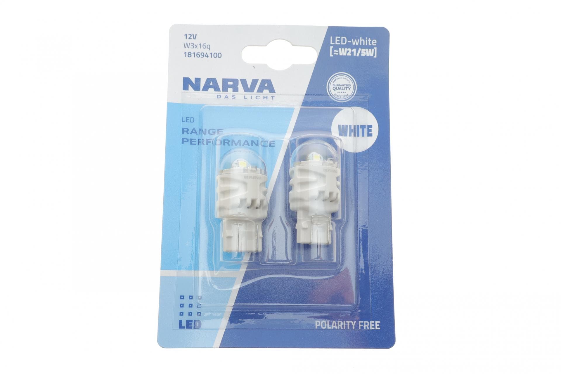 Автолампа W21/5W 12V 2.4/0.48W W3x16q LED (біла) (к-кт 2 шт)
