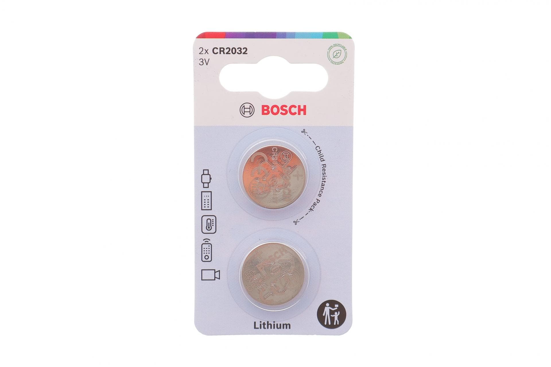 Батарейки Bosch Lithium CR2032 (3V/220 mAh) CR2032B1/00 1 шт. (к-кт 2 шт)