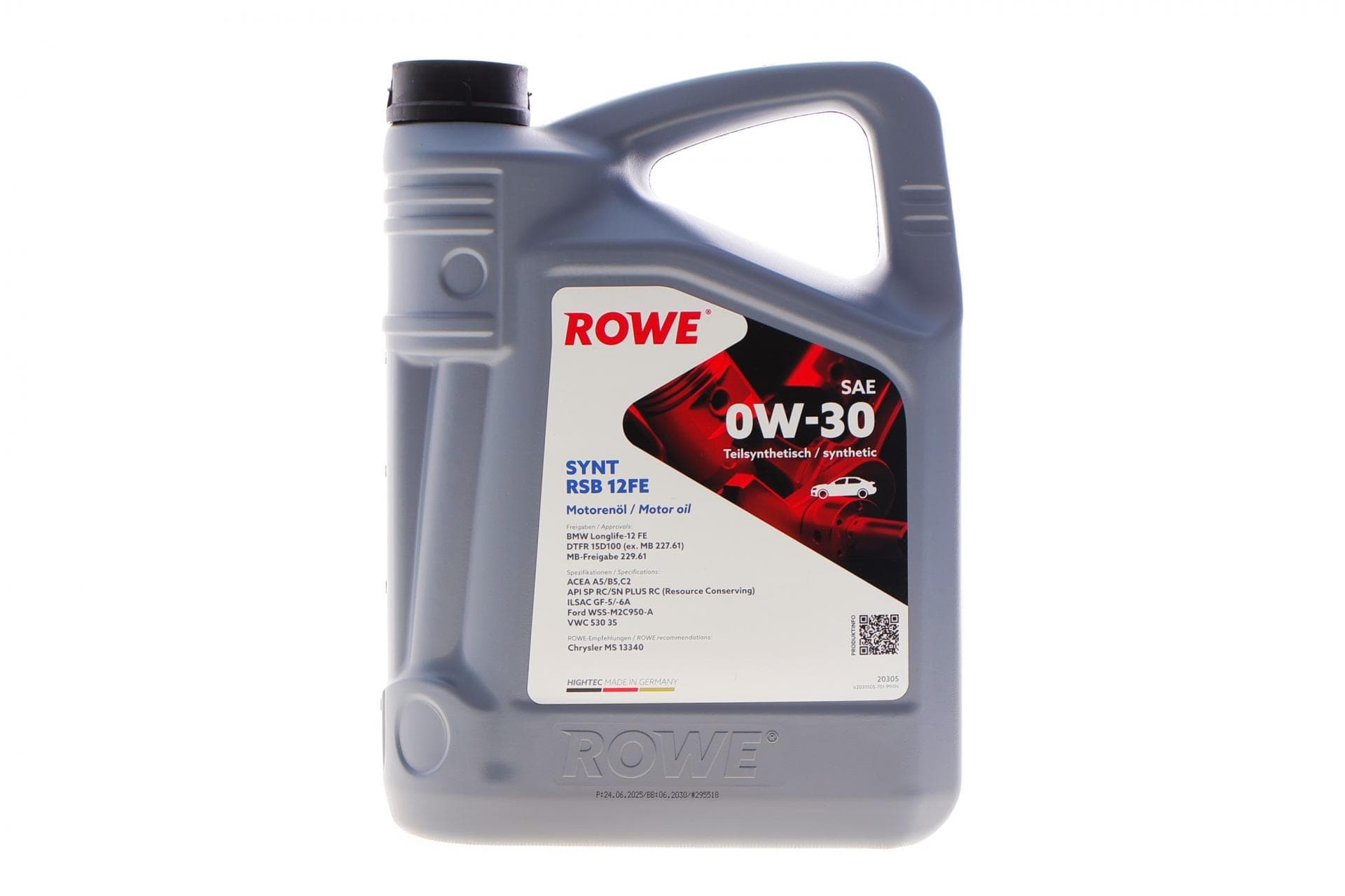 Олива 0W30 HIGHTEC SYNT RSB 12FE (5L) (BMW LL-12 FE/MB 227.61/229.61) (ACEA A5/B5,C2) (API SP RC)