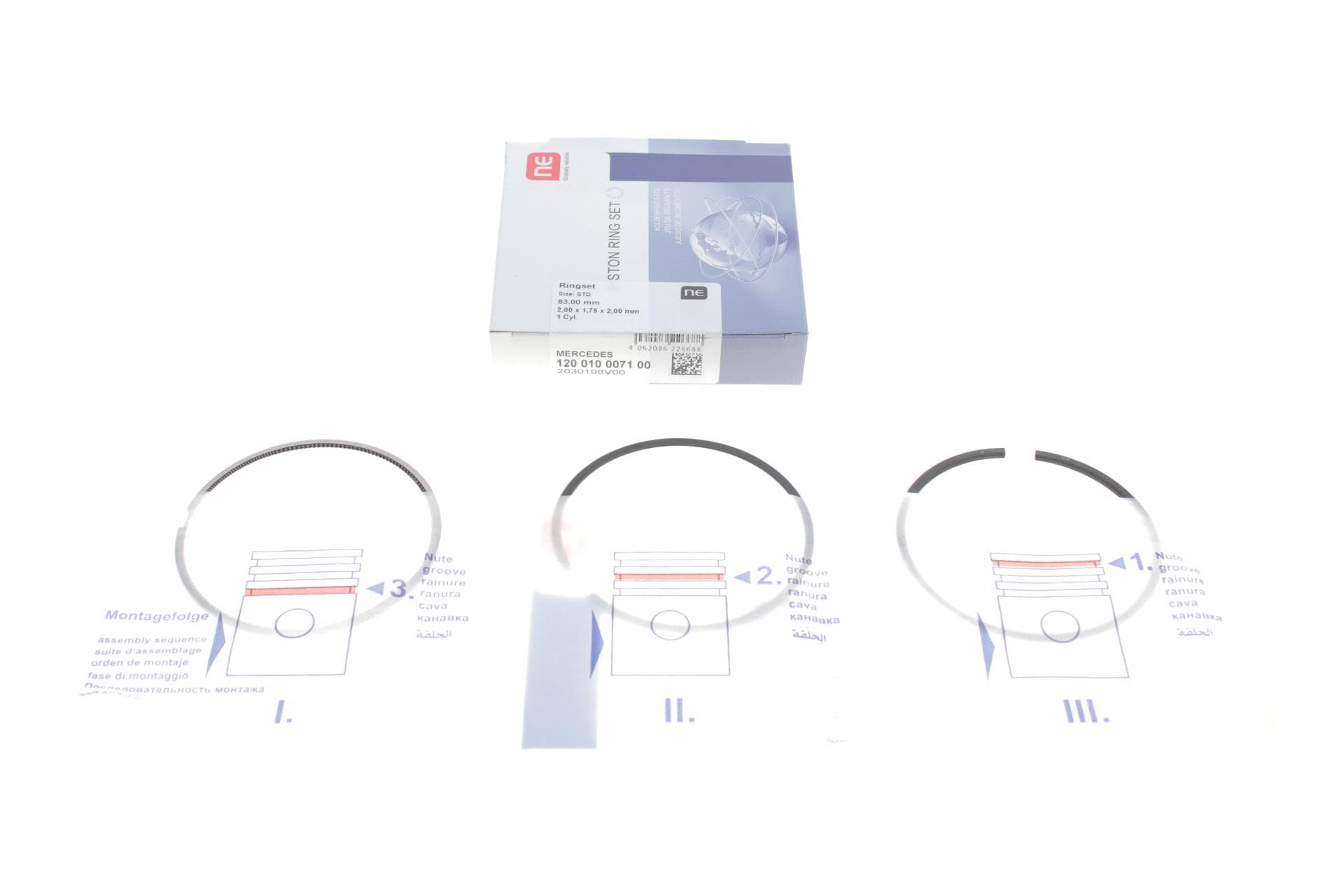 Кільця поршневі MB Sprinter 2.2CDI OM651 (83.00mm/STD) (2-1.75-2) = 8912770000