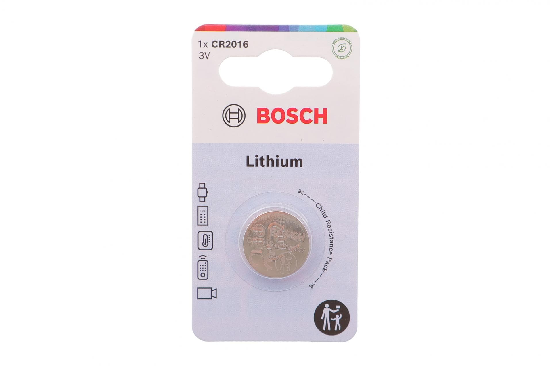 Батарейка Bosch Lithium CR2016 (3V/80 mAh) CR2016B1/00 1шт.