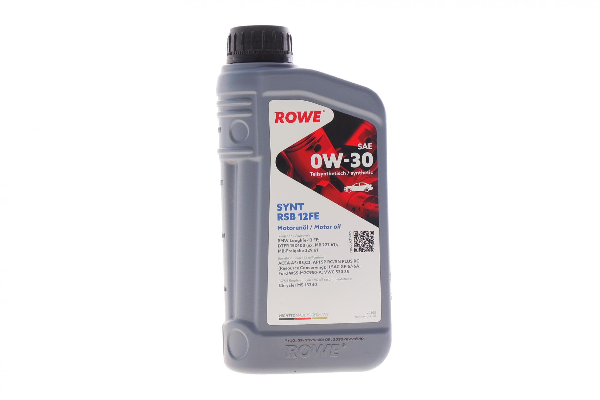 Олива 0W30 HIGHTEC SYNT RSB 12FE (1L) (BMW LL-12 FE/MB 227.61/229.61) (ACEA A5/B5,C2) (API SP RC)