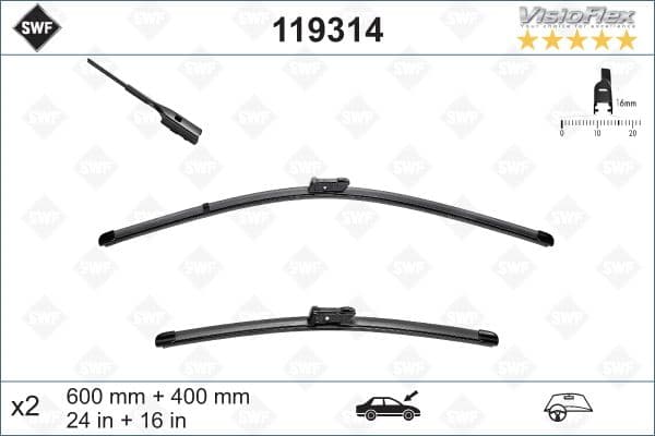 Щітки склоочисника (600/400мм) Skoda Fabia14-
