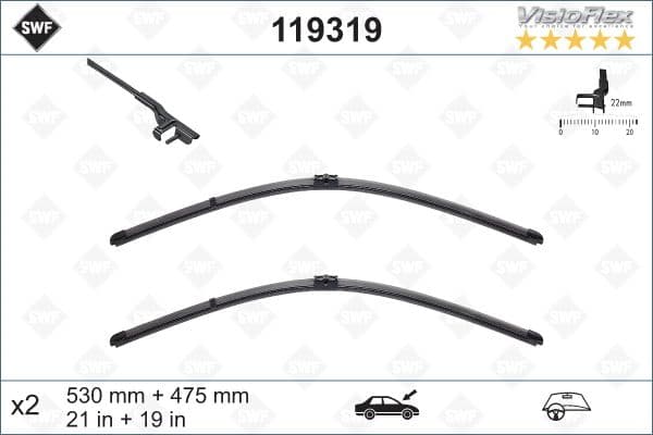 Щітки склоочисника (530/475мм) VW Golf IV/Bora/Polo 97-
