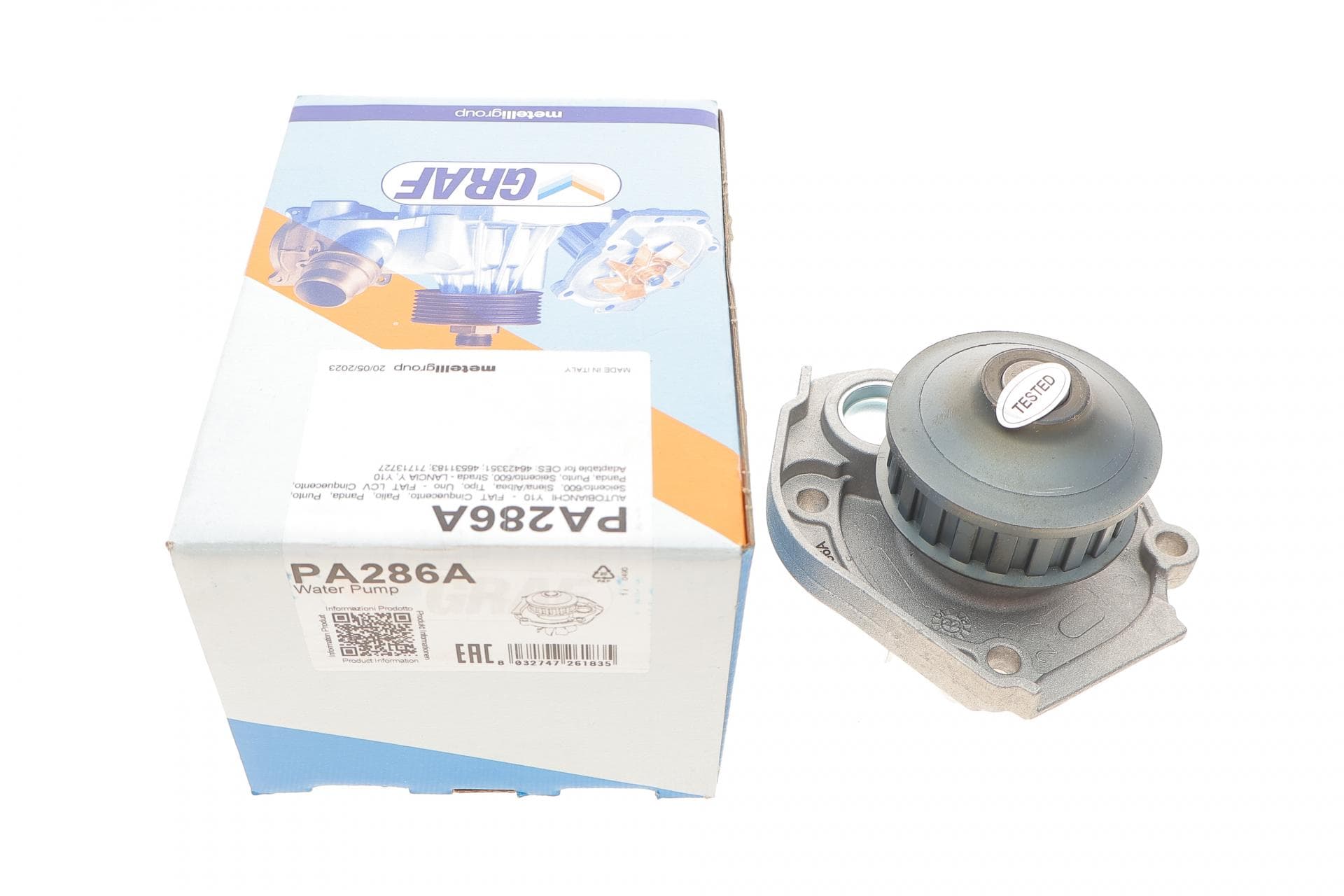 Помпа води Fiat Palio 1.2 96-/Panda 0.8-1.1 86-04/Punto 1.1-1.2 93-00/Tipo 1.1 86-93 (20z)(B/B)(8л)