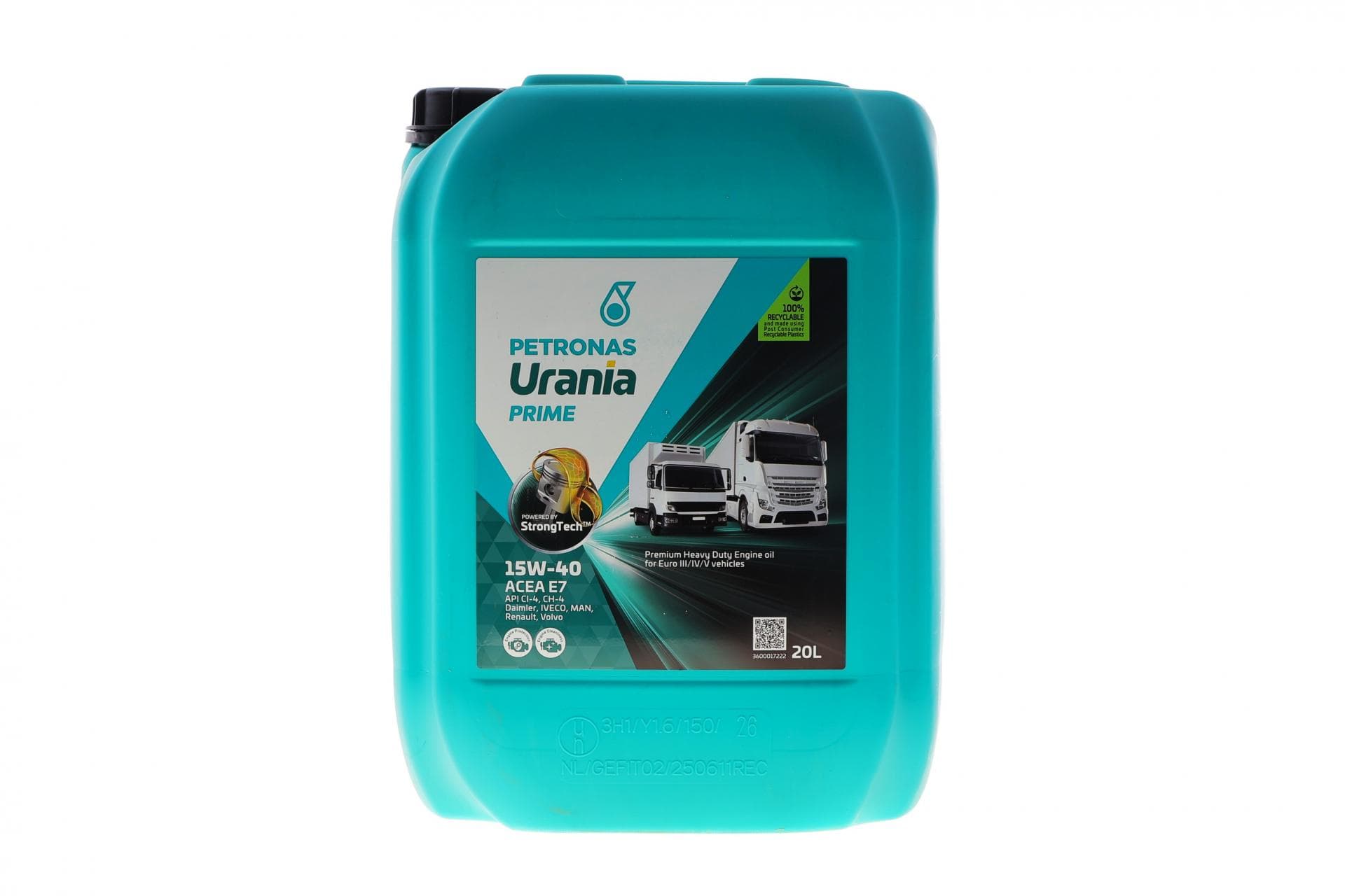 Олива 15W40 URANIA PRIME (20L) (ACEA E7/API CI-4/CH-4/SL/SJ) (MB 228.3/MAN M3275/Volvo VDS-3)