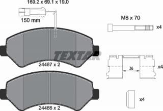Колодки гальмівні (передні) Citroen Jumper/Fiat Ducato/Peugeot Boxer 2.0-3.0HDi 06- R16(з датчиком)