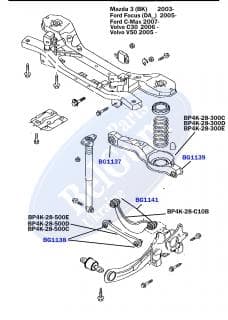 Сайлентблок важеля (заднього/знизу) Mazda 3/5/Ford Focus/Volvo/C70 (32.6x12x35.2/28.3) (поперечного)