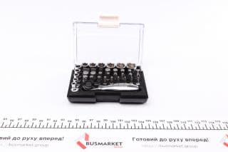 Набір інструментів комбінований 1/4" (головки, біти) 37 од. (хромовані)