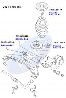 Комплект проставок пружини (задній) VW Т4 91-03 (верхня/нижня)