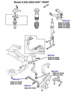 Сайлентблок важеля (переднього/знизу/всередині) Mazda 6/6 MPS 02-12 (40.4x12.2x58/40) (знято з виробництва)