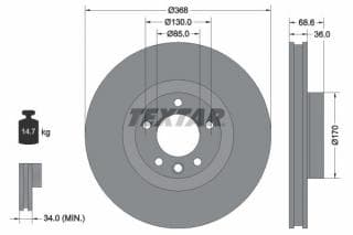 Диск гальмівний (передній) Porsche Cayenne/VW Touareg 03-10 (368x36) PRO
