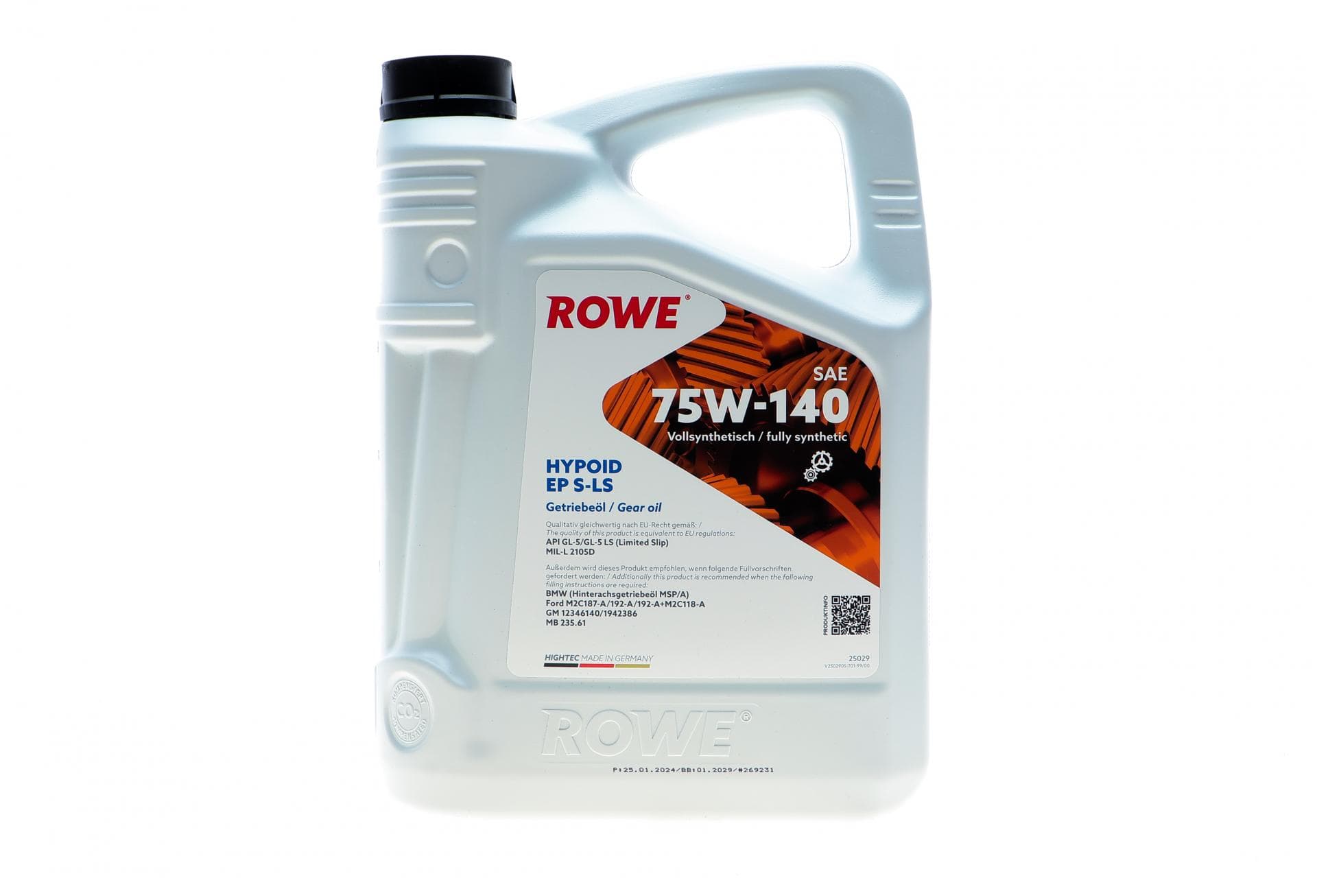 Олива 75W140 HIGHTEC HYPOID EP S-LS (5L) (BMW MSP/A/Ford M2C187-A/192-A/192-A)MB235.61) (коричневый)